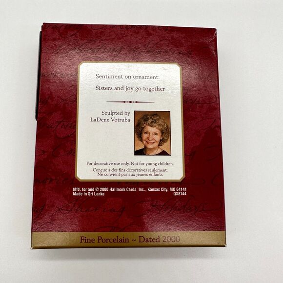Hallmark Keepsake Ornament Sister to Sister Porcelain 2000 Sisters Sledding Snow - Picture 4 of 7